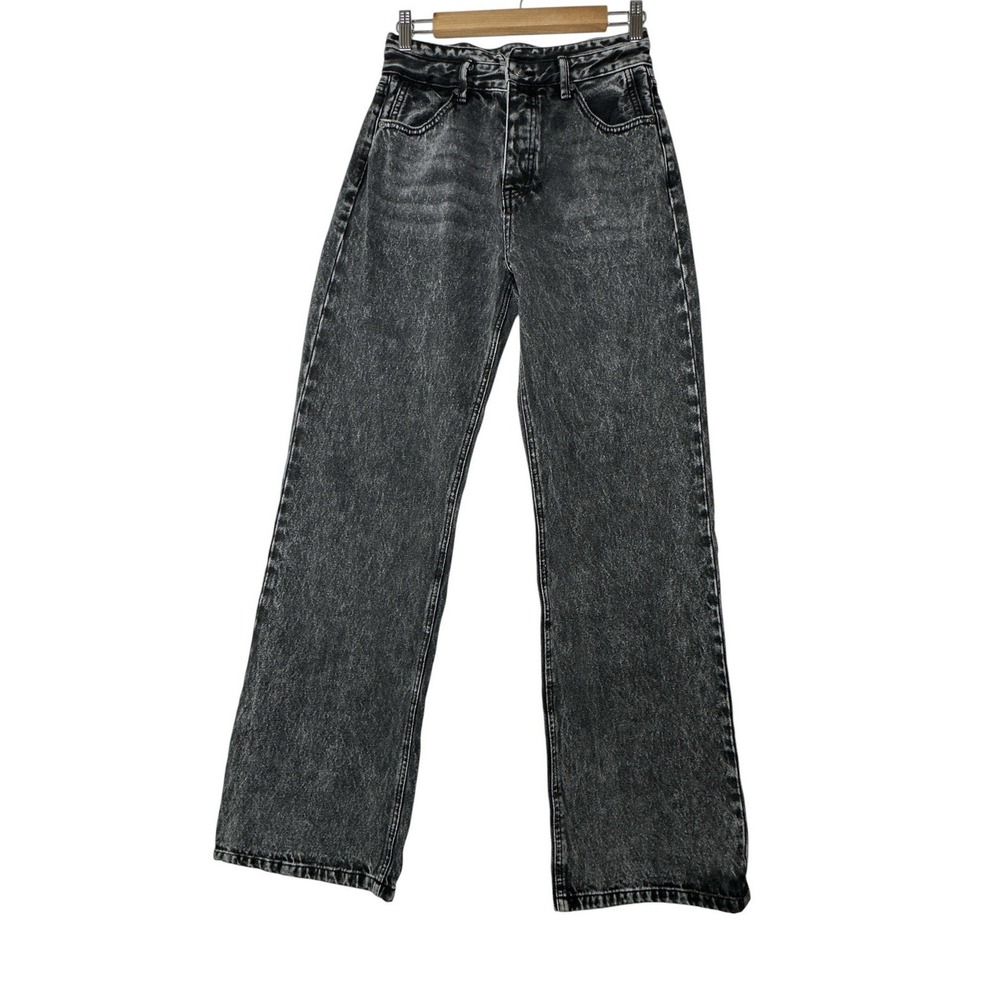 KanCan Wide Leg Jeans Women's Size 5/26 (27x32) Black Button Fly